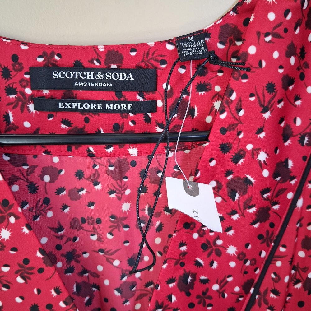 Scotch And Soda Anthropologie NWOT Red Printed Pleated Maxi Dress; Size M - Picture 8 of 12